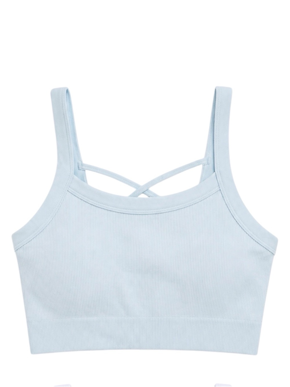 055 NWT Yogalicious Light Blue Ribbed Strappy Bralette